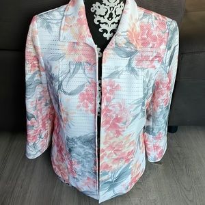 ALFRED DUNNER PETITE New With Tag 3/4 Sleeve White Floral Blazer Jacket Size 6P